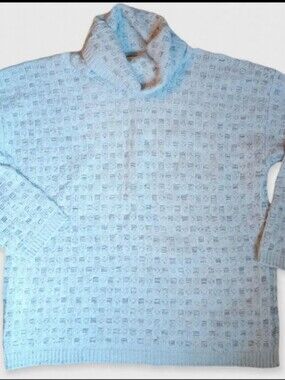 Fisherman Out of Ireland Sweater 100% Pure Merino Wool Dusty Blue Sz M